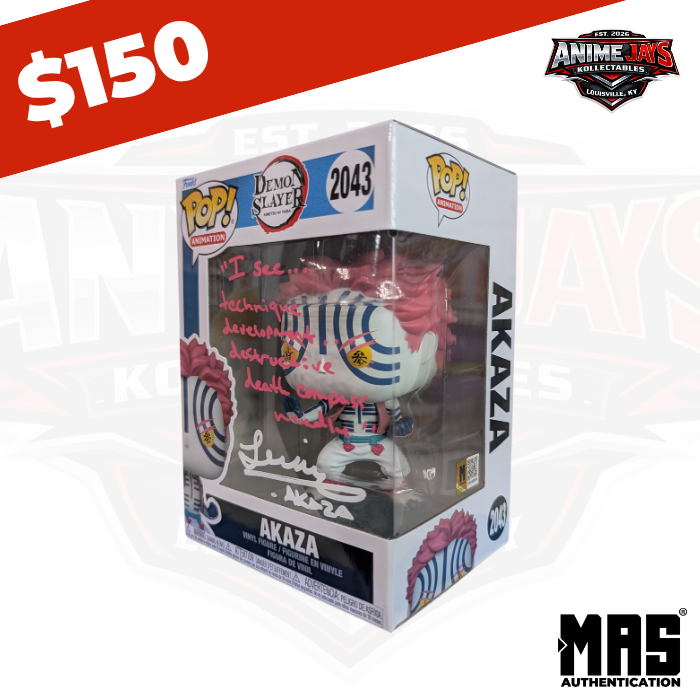 Demon Slayer: Kimetsu no Yaiba Akaza Funko Pop! Vinyl Figure #2043 Signed & Quoted By Lucien Dodge