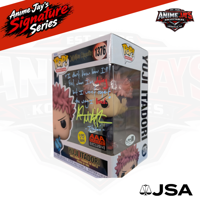 Jujutsu Kaisen Yuji Itadori Funko Pop! Vinyl Figure #1376 GITD - Signed & Quoted By Adam McArthur