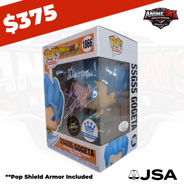 Dragon Ball Super Broly: SSGSS Gogeta Funko Pop! #1866 Chase Dual Signed & Quoted By Chris Sabat & Sean Schemmel