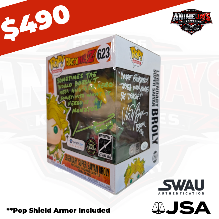 Dragon Ball Z Legendary Super Saiyan Broly Funko Pop! #623 Chase Dual Signed & Dual Quoted By Vic Mignogna & Johnny Yong Bosch
