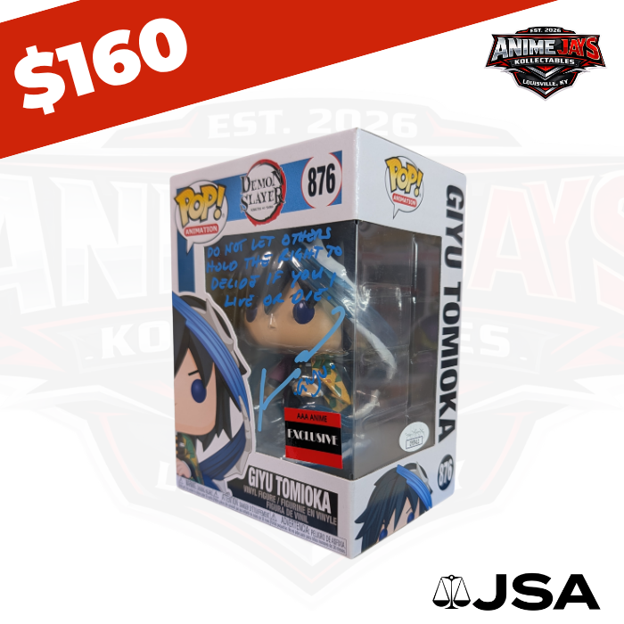 Demon Slayer: Kimetsu no Yaiba Giyu Tomioka Funko Pop! Vinyl Figure #876 Signed & Quoted By Johnny Yong Bosch