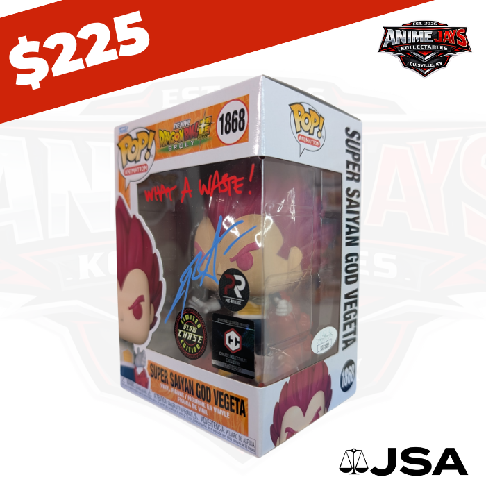 Dragon Ball Super Broly: Super Saiyan God Vegeta Funko Pop! #1868 Chase Pre-released Signed & Quoted By Christopher Sabat