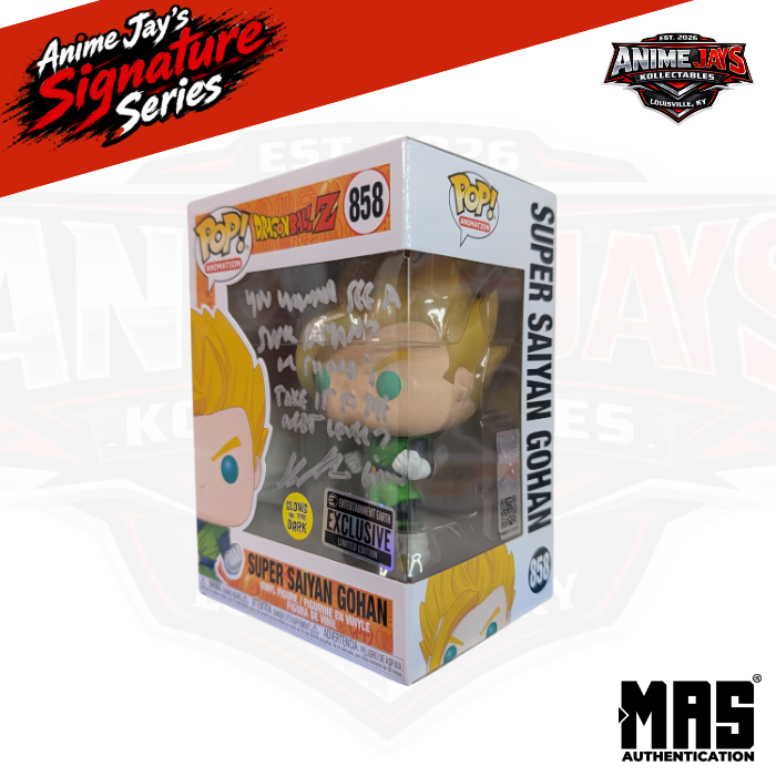 Dragon Ball Z Super Saiyan Gohan Funko Pop! #858 GITD Signed & Quoted By Kyle Hebert