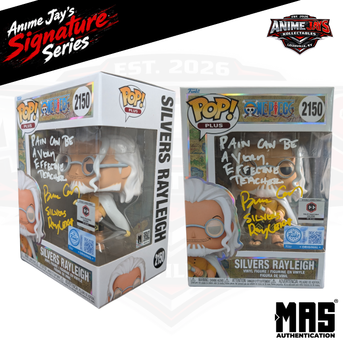 One Piece Silvers Rayleigh Funko Pop! Vinyl Figure #2150 Signed & Quoted By Bruce Carey