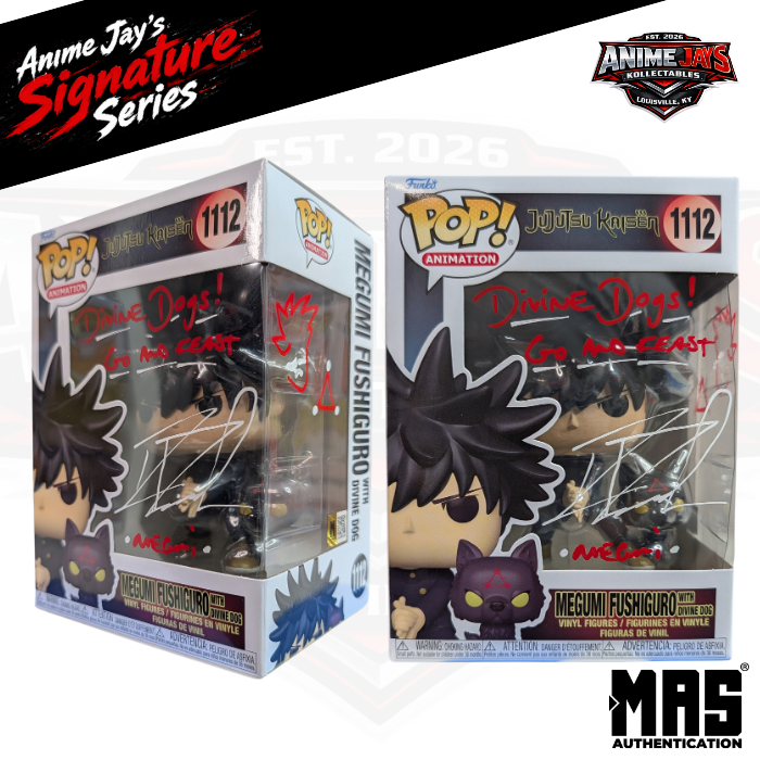 Jujutsu Kaisen Megumi Fushiguro Funko Pop! Vinyl Figure and Divine Dogs #1112 Signed & Quoted By Robbie Daymond #2