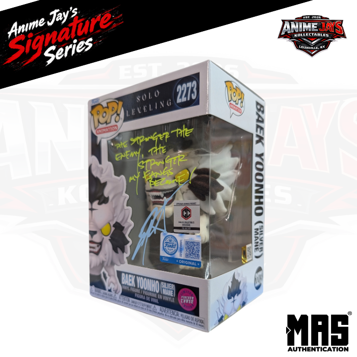Solo Leveling Baek Yoonho Silver Mane Funko Pop! Vinyl Figure #2273 Signed & Quoted By Chris Sabat #2