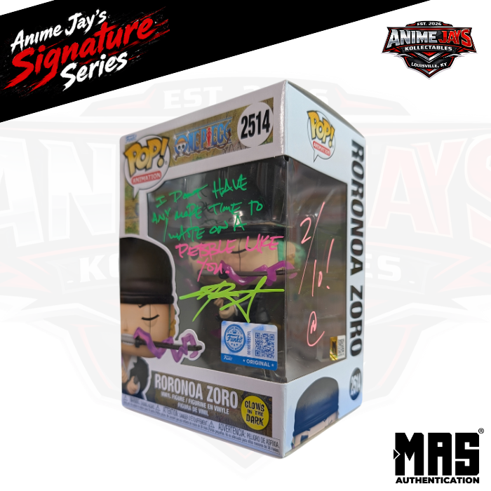 One Piece: Roronoa Zoro Vinyl Funko Pop! #2514 Signed & Quoted By Chris Sabat #2 of 10