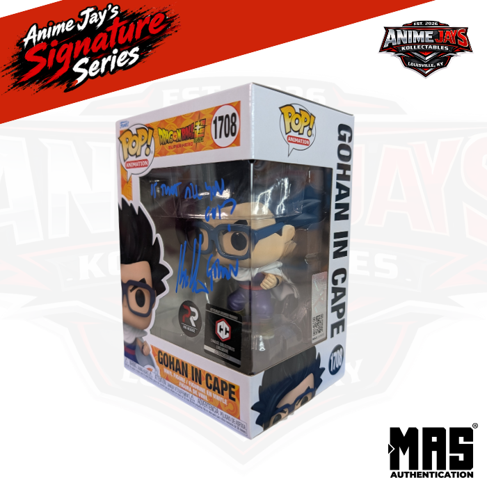 Dragon Ball Super: Gohan In Cape Funko Pop! #1708 Pre-release - Signed & Quoted By EVA