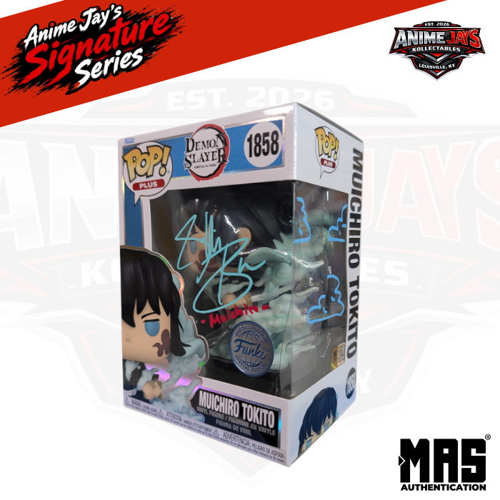 Demon Slayer: Kimetsu no Yaiba Muichiro Tokito (Mist Breathing) Funko Pop! Vinyl Figure #1858 - Signed By Griffin Burns With Art (Red)