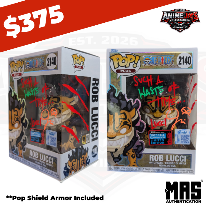 One Piece Rob Lucci Funko Pop! Vinyl Figure #2140 Shared Con Sticker Signed & Quoted By Jason Liebrecht