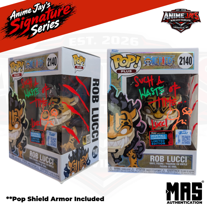 One Piece Rob Lucci Funko Pop! Vinyl Figure #2140 Shared Con Sticker Signed & Quoted By Jason Liebrecht