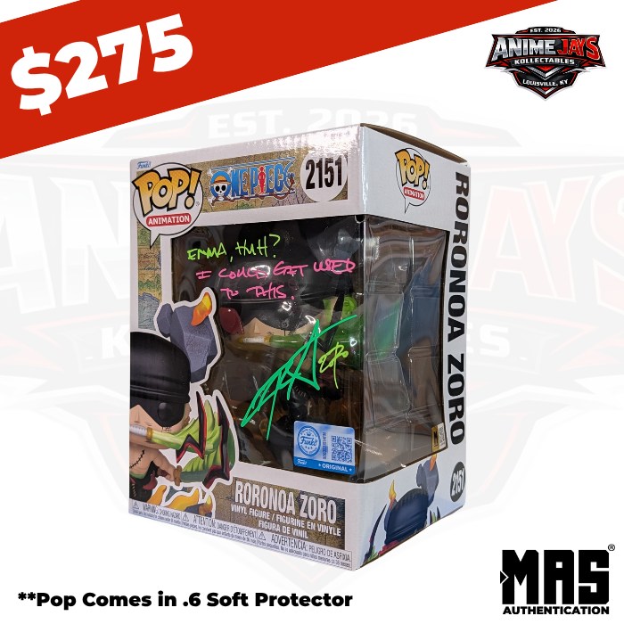 One Piece Funko Pop! Premium Roronoa Zoro (King of Hell) #2151 Signed & Quoted By Chris Sabat #1