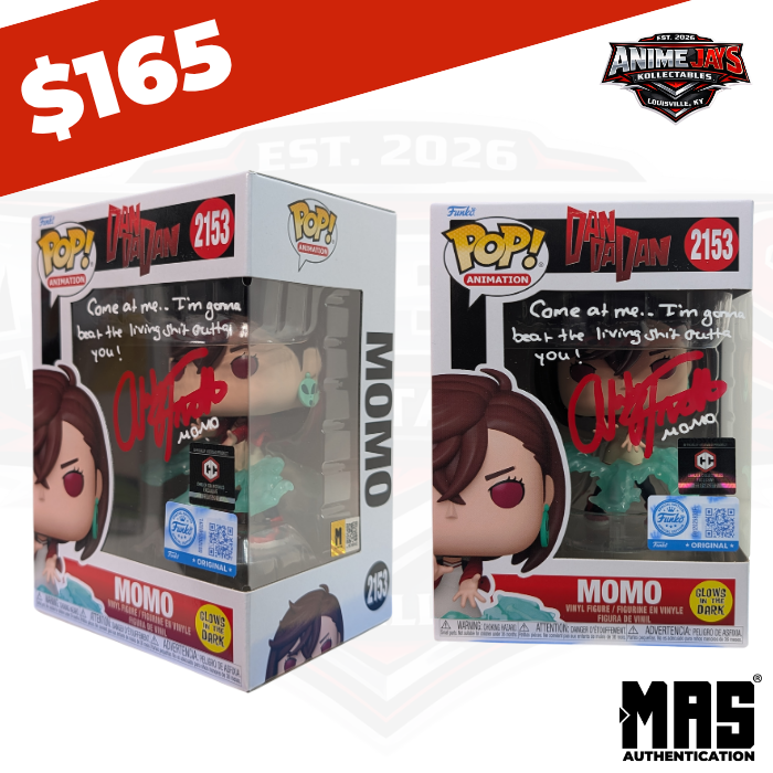 Dandadan Funko Momo Pop! Vinyl Figure #2153 GITD - Signed & Quoted By Abby Trott #2