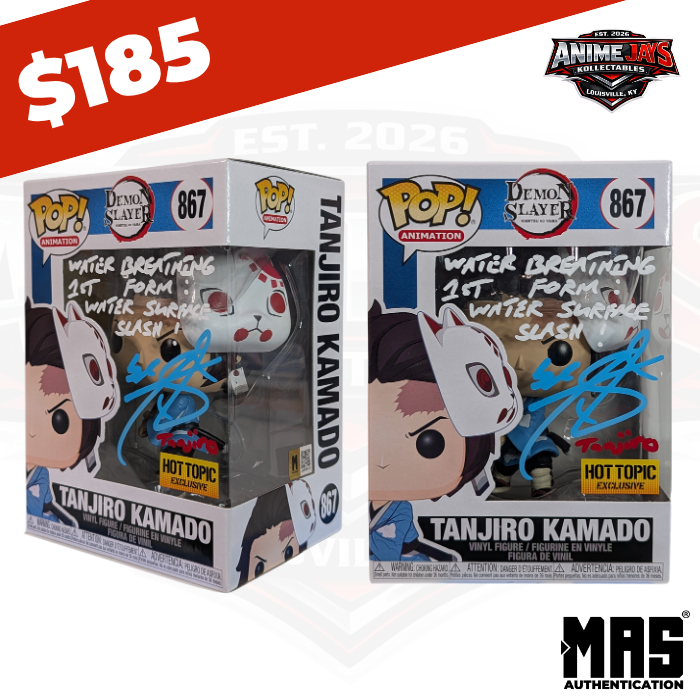 Demon Slayer: Kimetsu no Yaiba Tanjiro Kamado Funko Pop! Vinyl Figure #867 Signed & Quoted By Zach Aguilar