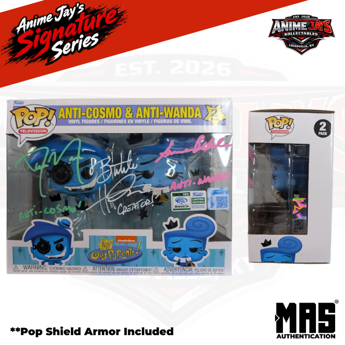 Fairly Odd Parents: Anti Cosmo & Anti Wanda Funko Pop! 2 Pack Triple Signed By Susanne Blakeslee, Daran Norris & Butch Hartman