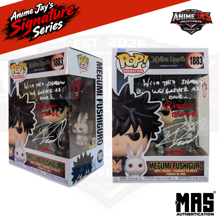Jujutsu Kaisen Megumi Fushiguro Funko Pop! Vinyl Figure and Buddy #1883 Signed & Quoted By Robbie Daymond #2
