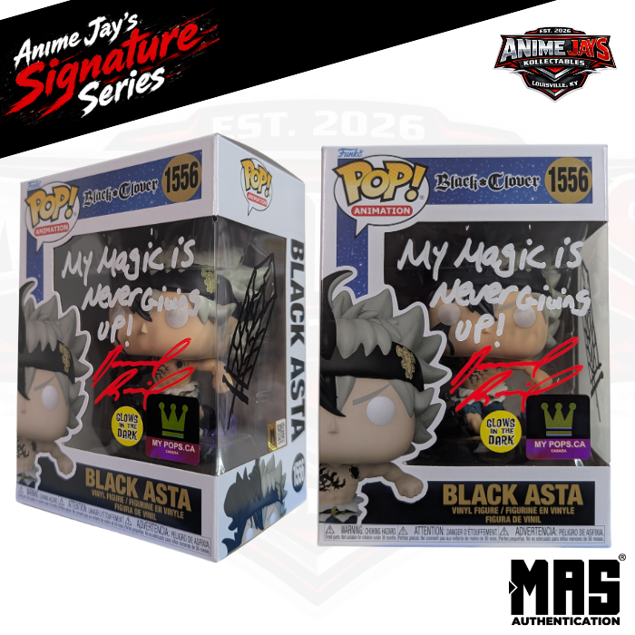 Black Clover Black Asta Funko Pop! Vinyl Figure #1556 GITD Signed & Quoted By Dallas Reid #2