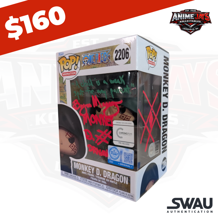 One Piece Monkey D Dragon Funko Pop! Vinyl Figure #2206 Pre-release Signed & Quoted By Bryan Massey